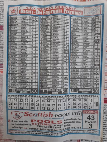 week 50 right on fixtures 2021 back page