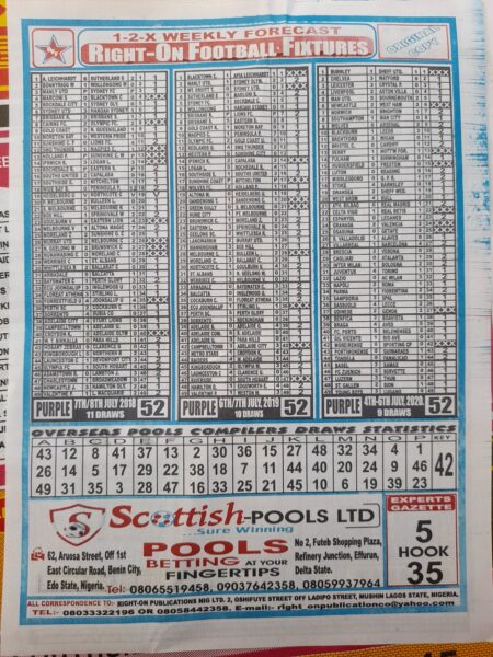 week 52 right on fixtures 2021 back page